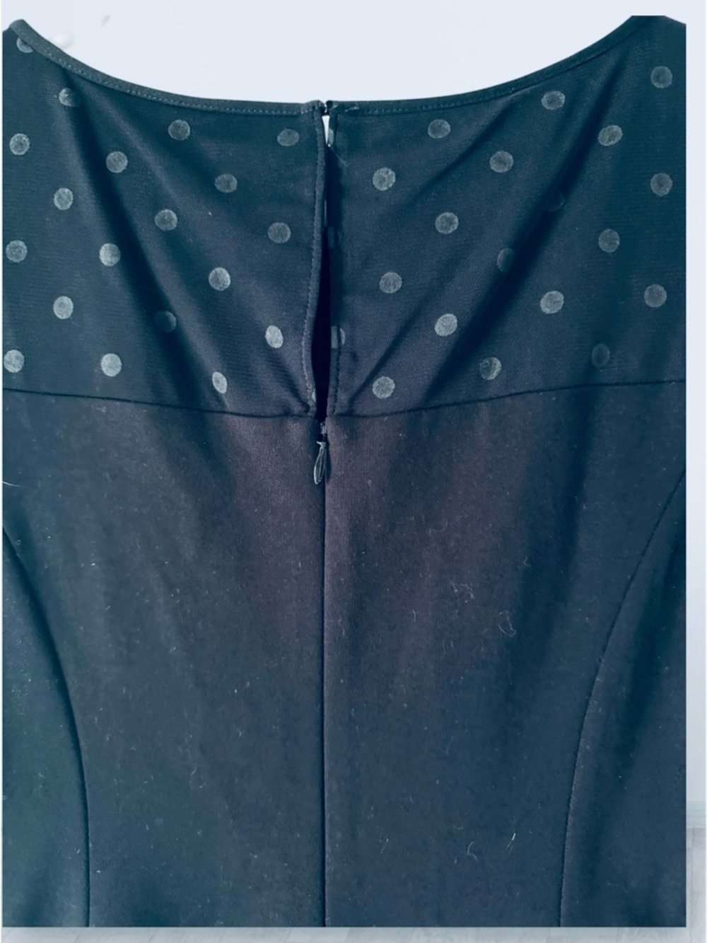 Talbots Black Sheer Polka Dot Sleeve Sheath Dress - Petite 2P - Picture 6 of 6